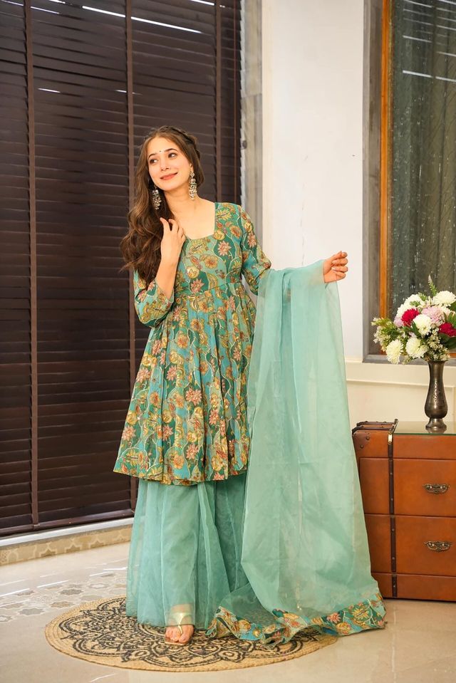 Festive wear sarara set with dupatta  Pista