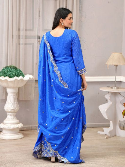 Women's Heavy Chinon Embroidery work Kurta with Sharara and Dupatta set
