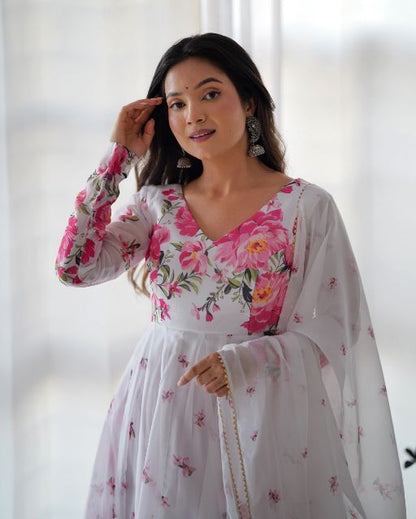 white anarkali gowan,white simple gowan,dance outfit, high qulity product,