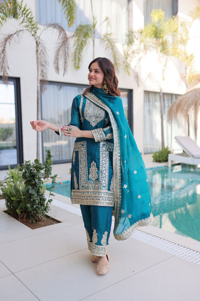 Rama Color Beautiful Sequins Embroidered Ethnic Ceremonial Attire