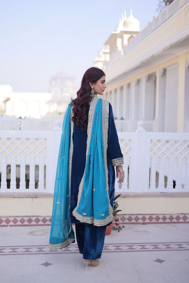 Rama Color Designer Ethnic Heavy Partywear Suit For Ceremonial Looks