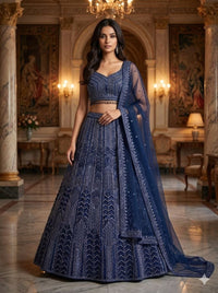 Luxury Navyblue Wedding Lehenga Choli with Rich Embroidered Work