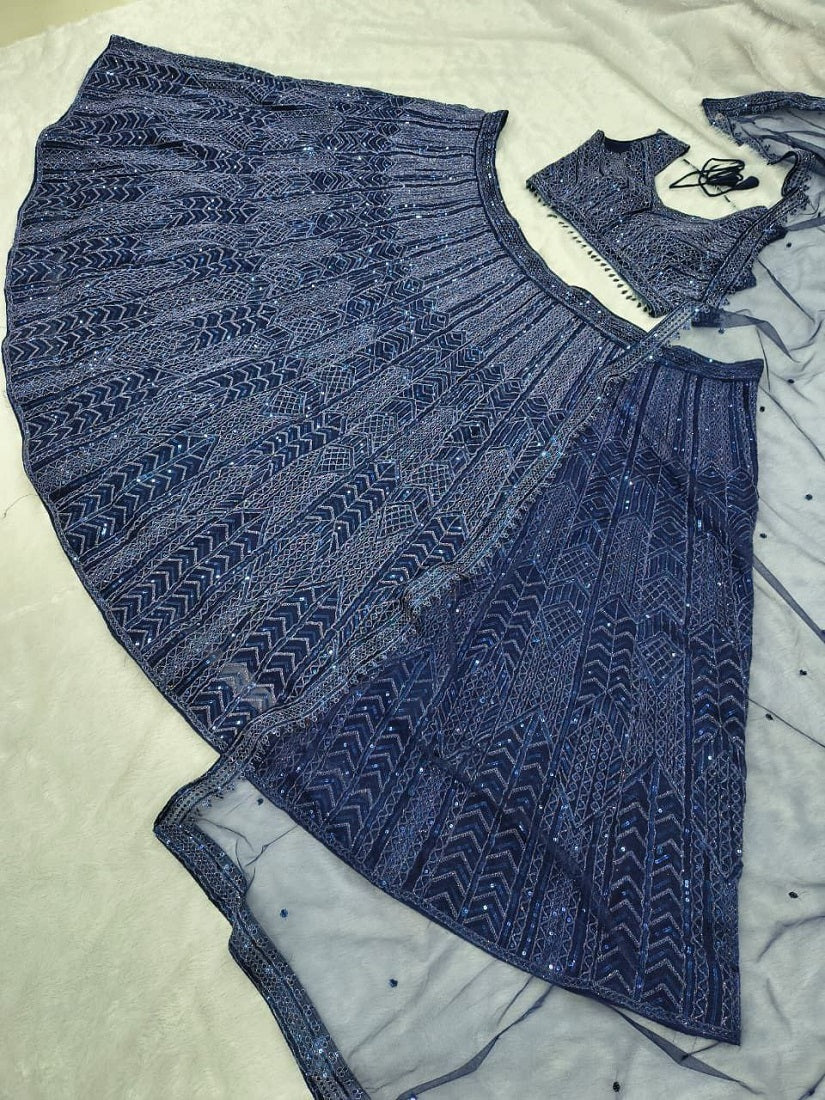 Luxury Navyblue Wedding Lehenga Choli with Rich Embroidered Work