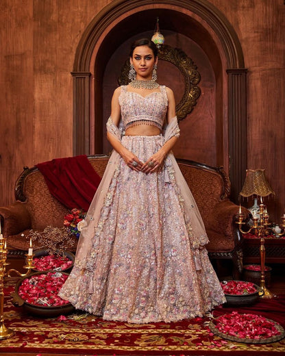 Premium Party Wear Pink with Thread & Sequin Work Lehenga Choli