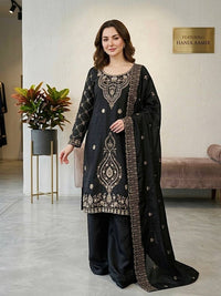 Black Silk Blend Embroidered Beads Work Plazzo Suit
