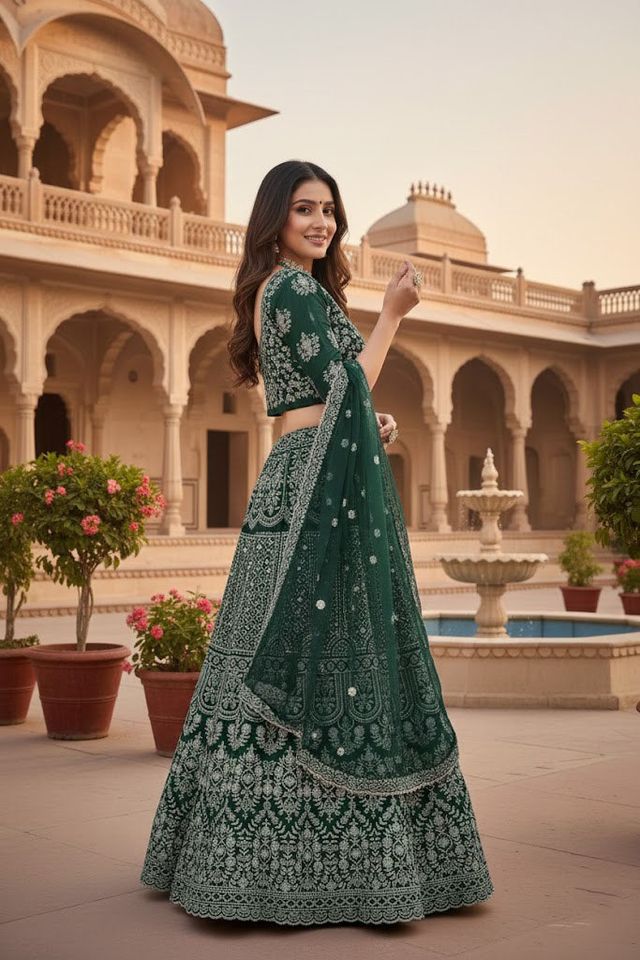 Zariya Turquoise Party Wear Lehenga HKV-002650 GREEN