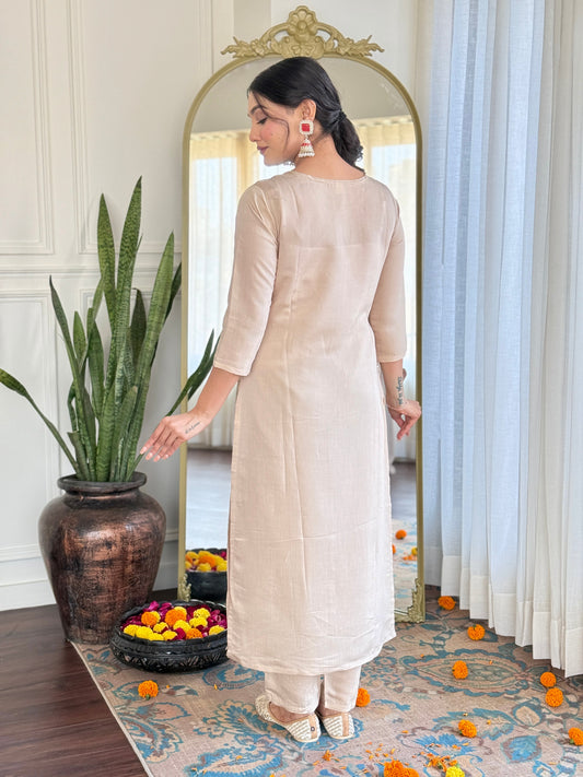 Embroidered Rayon Fabric Straight Kurta, Pant and Dupatta Set