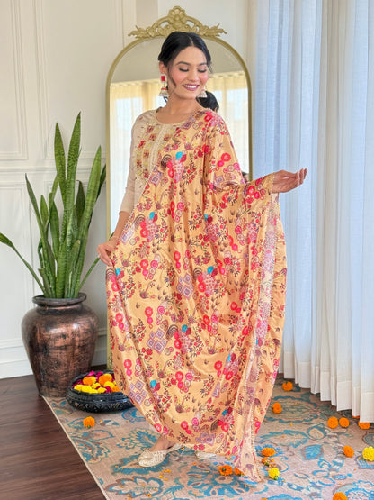 Embroidered Rayon Fabric Straight Kurta, Pant and Dupatta Set