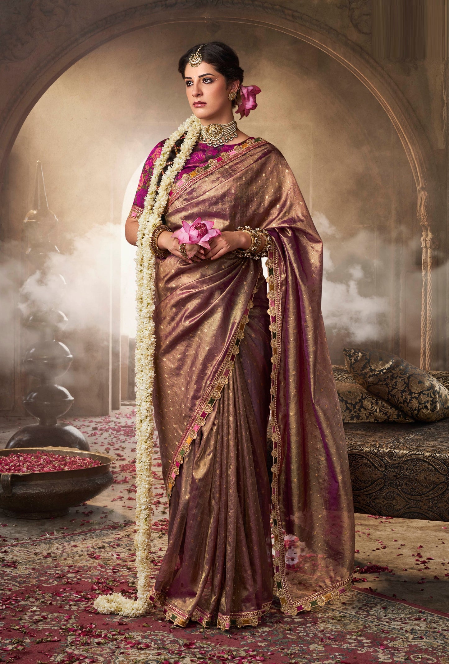 Designer Purple Weaving Soft Tissue Silk Saree With Designer Blouse