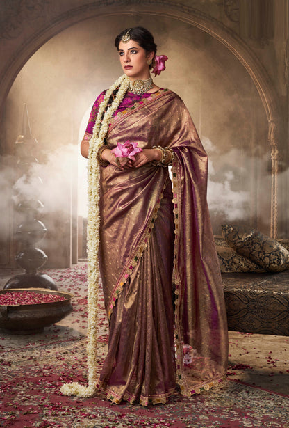 Designer Purple Weaving Soft Tissue Silk Saree With Designer Blouse