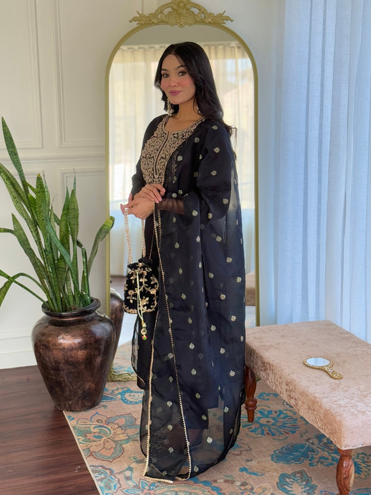 Women Embroidery Work with Viscose Fabric Straight Kurta, Pant and Dupatta Set