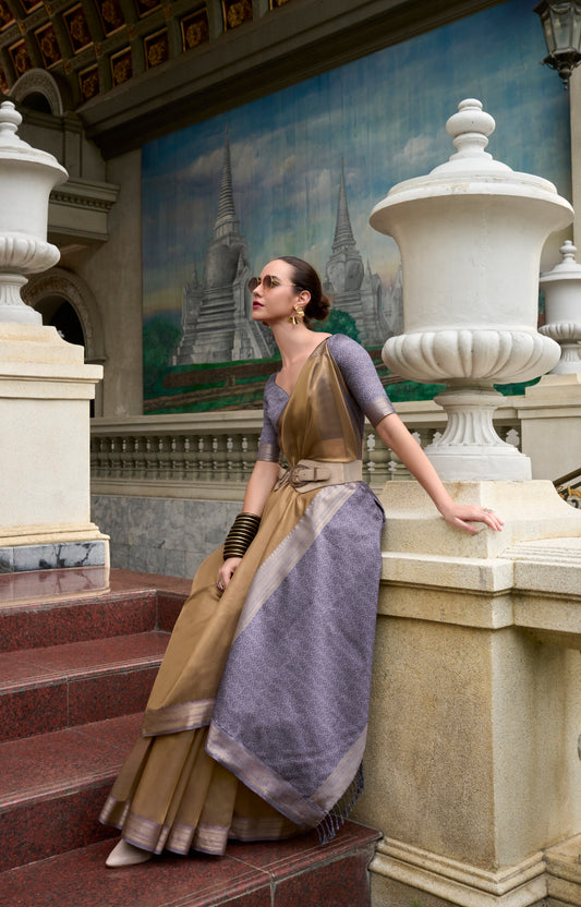 Chiku Designer Weaving Pure Tissue Saree With Blouse