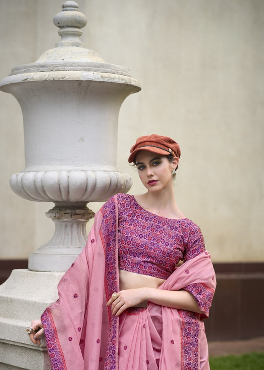 Purple Designer Weaving Soft Linen Saree With Blouse