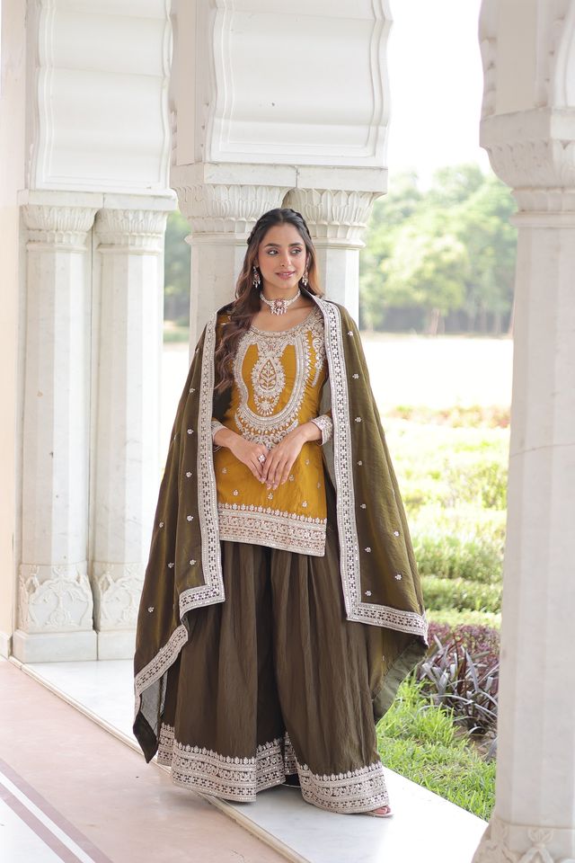 Yellow Color Designer Ethnic Heavy Partywear Suit For Ceremonial Looks