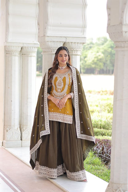 Yellow Color Designer Ethnic Heavy Partywear Suit For Ceremonial Looks