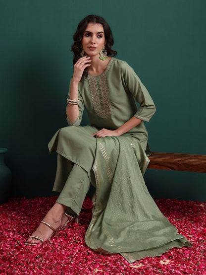 Green Color Beautiful Ethnic Suit For Classy Trendy Girl