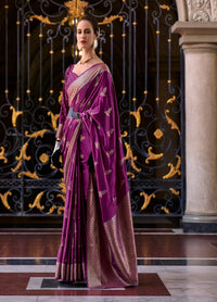 Violet Silk Tissue Zari Weaving work Saree with Blouse Piece
