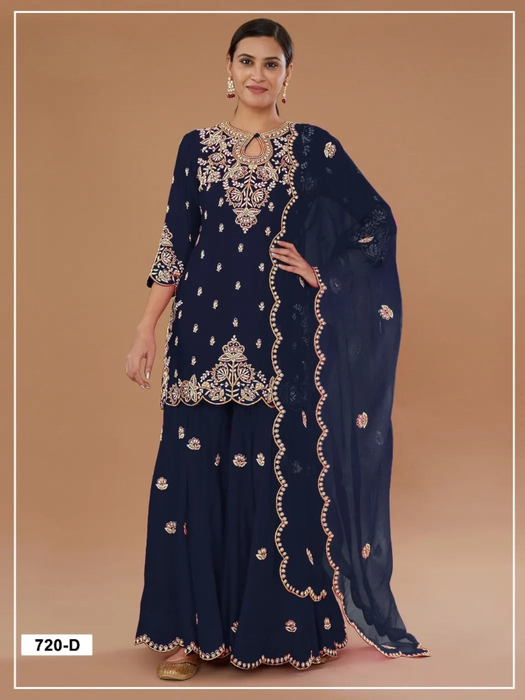 Teal Vichitra Semi Stitched Suit with Embroidered viscose Thread Jari & Sequence work
