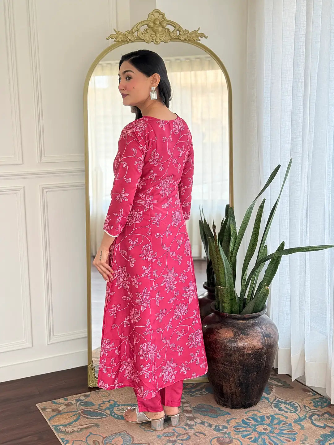Women's Beautiful Rayon Fabric Printed Work Flared Kurta Pant and Dupatta Set