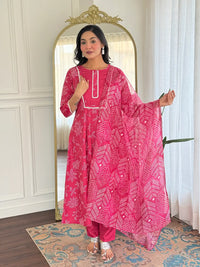 Women's Beautiful Rayon Fabric Printed Work Flared Kurta Pant and Dupatta Set
