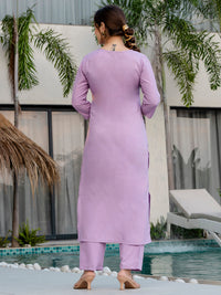 Women Beautiful Thread work Rayon Fabric with Straight Kurta, Pant and Dupatta Set