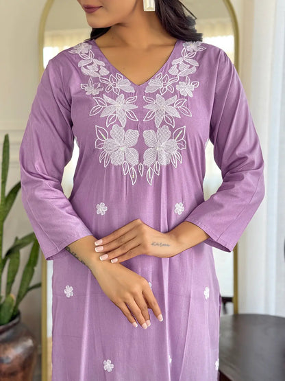 Women Beautiful Thread work Rayon Fabric with Straight Kurta, Pant and Dupatta Set 740