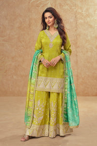 Party Wear Cosmos Silk With Sequence Embroidered Work Plazzo Set