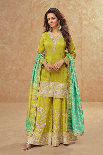 Party Wear Cosmos Silk With Sequence Embroidered Work Plazzo Set