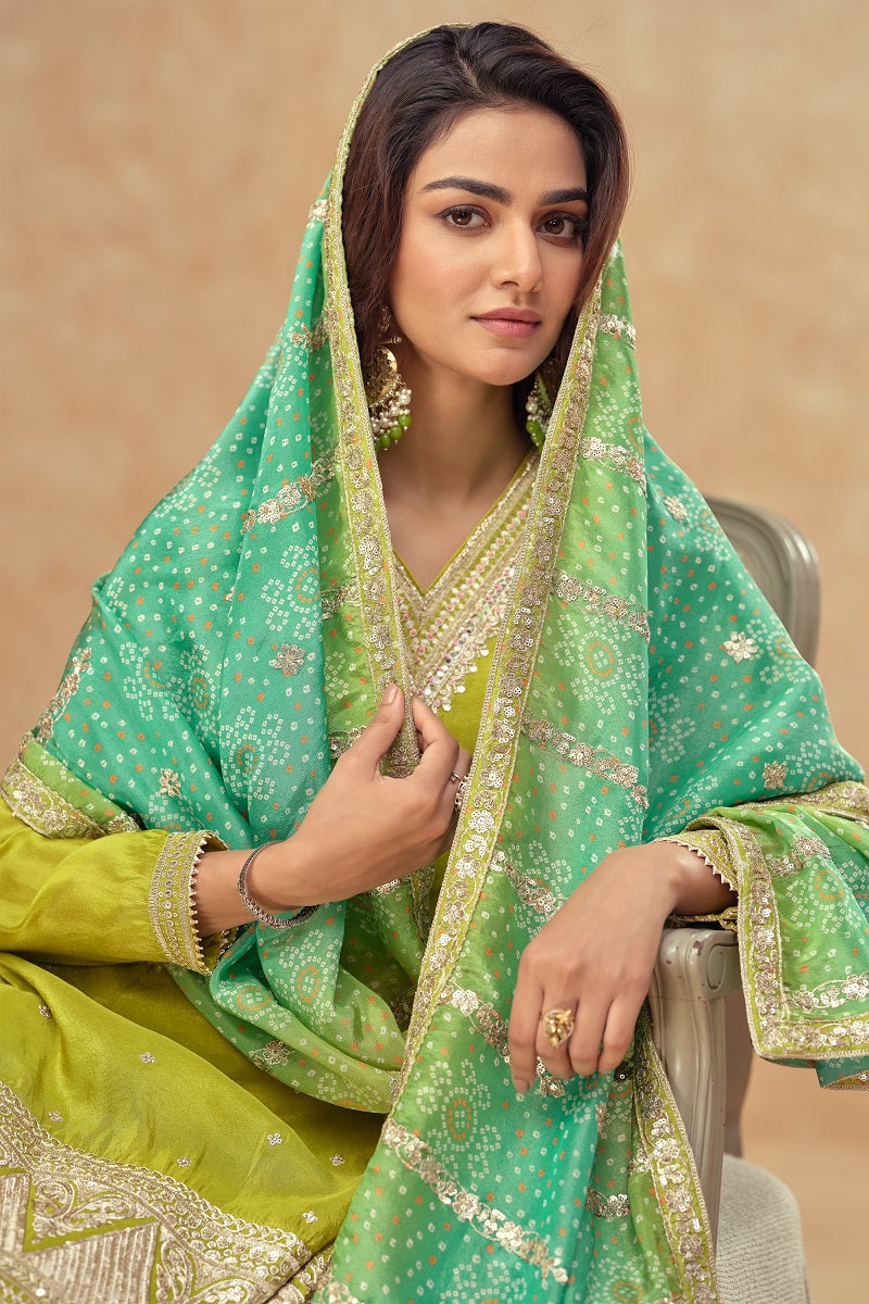 Party Wear Cosmos Silk With Sequence Embroidered Work Plazzo Set