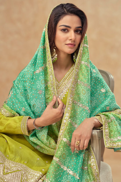 Party Wear Cosmos Silk With Sequence Embroidered Work Plazzo Set