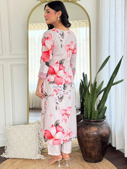 Women's Beautiful Rayon Fabric Printed Work Flared Kurta Pant and Dupatta Set 766