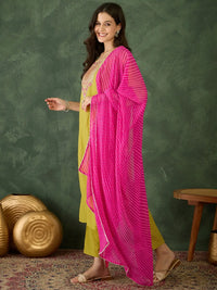 Women's Gorgeous Rayon Fabric Embroidery Work Straight Kurta Pant and Dupatta Set 782