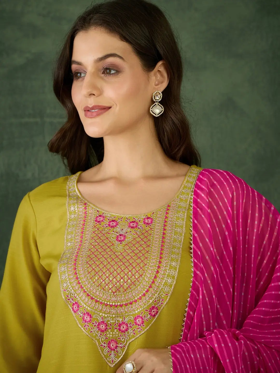 Women's Gorgeous Rayon Fabric Embroidery Work Straight Kurta Pant and Dupatta Set 782