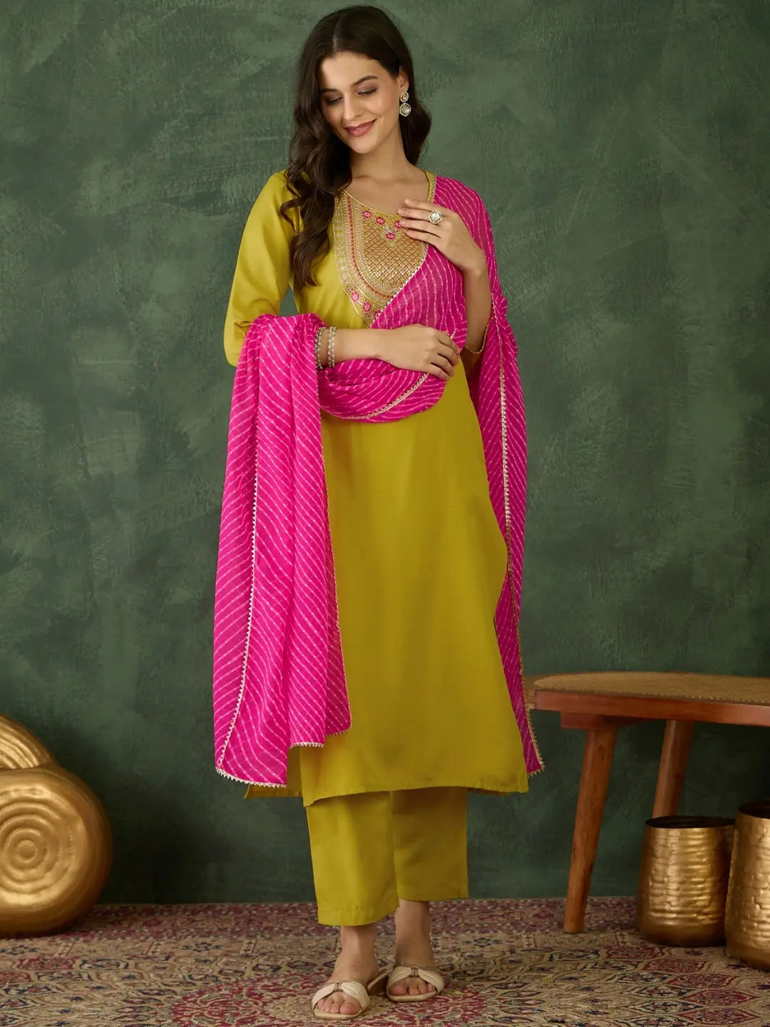 Women's Gorgeous Rayon Fabric Embroidery Work Straight Kurta Pant and Dupatta Set 782
