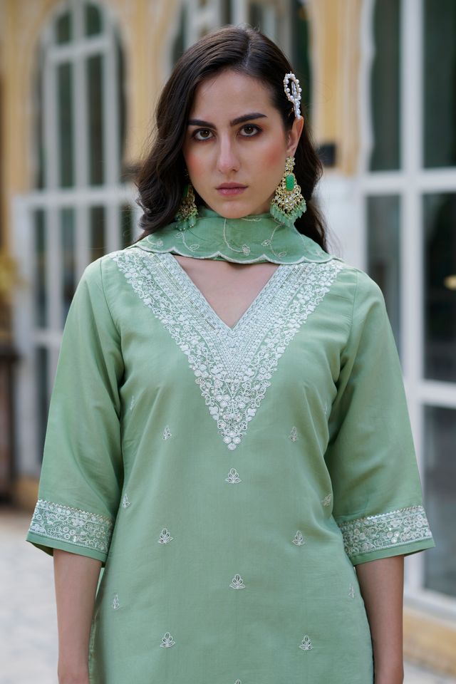 Pista Color Silk Blend Fabric Smart Embroidered Girlie Trendy Salwar Suit