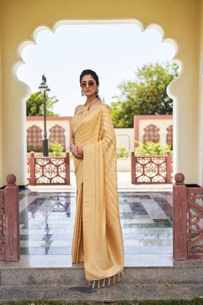 Peach Color Beautiful Woven Designer Partywear Ethnic Saree