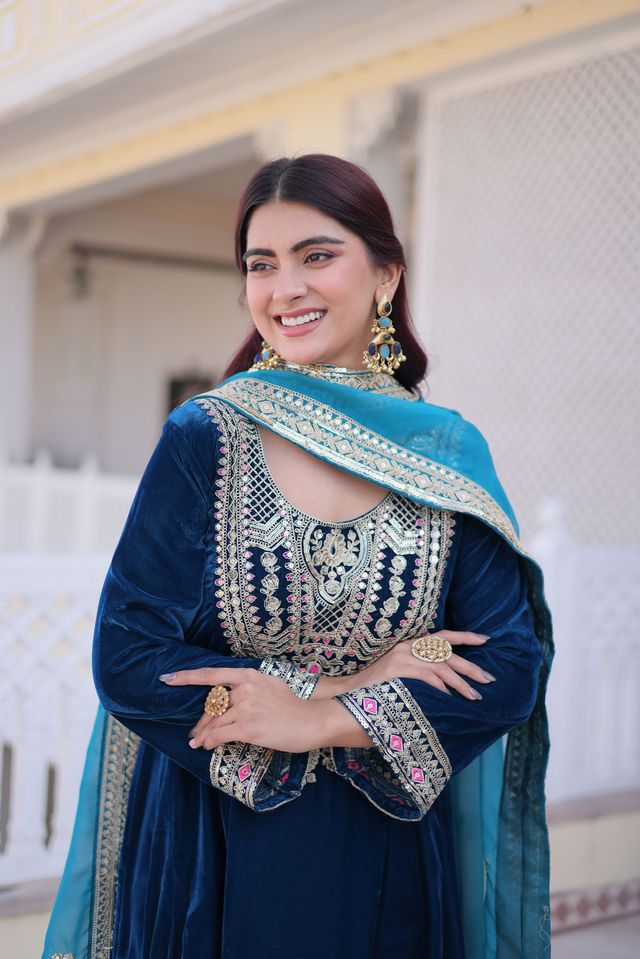 Rama Color Designer Ethnic Heavy Partywear Suit For Ceremonial Looks
