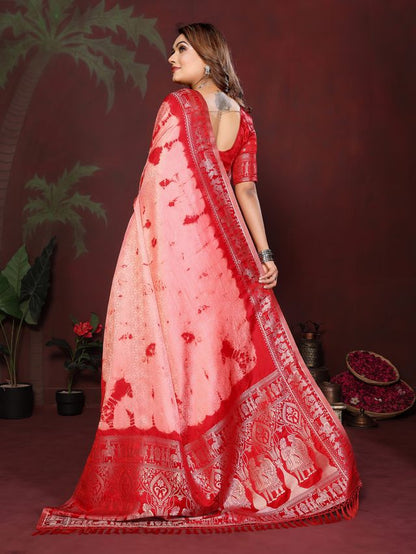 Red Color Satin Silk Fabric Saree For Ethnic Indian Looks