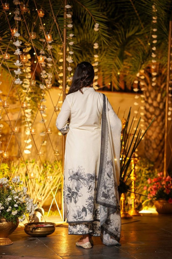 Off White Viscose Chanderi Fabric Beautiful Graceful Ceremonial Kurta Set
