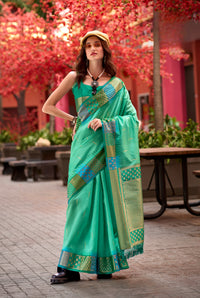 Light Green Designer Weaving Pure Silk Saree With Blouse