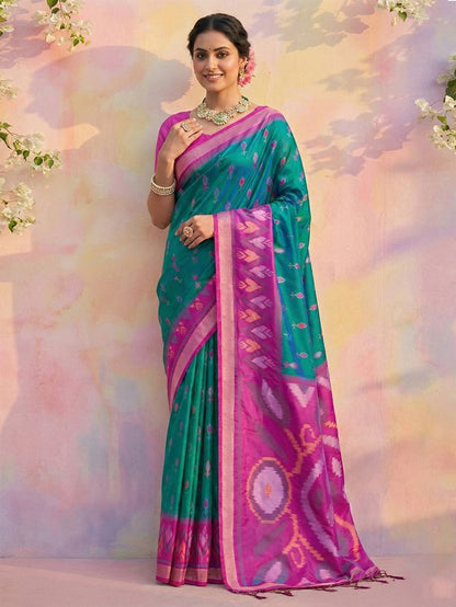 Sky Blue Color Soft Silk Woven Designer Graceful Ethnic Partywear Saree