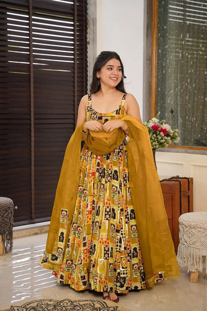 Festive gown collection with dupatta  Cream