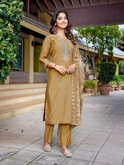 Chiku Color Stylish Partywear Readymade Ethnic Suit