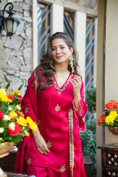 Pink Color Beautiful Fendy Silk Fabric Designer Ceremonial Readymade Suit