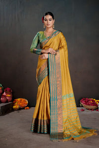 Mustard Color Beautiful Woven Jacquard Designer Art silk Saree