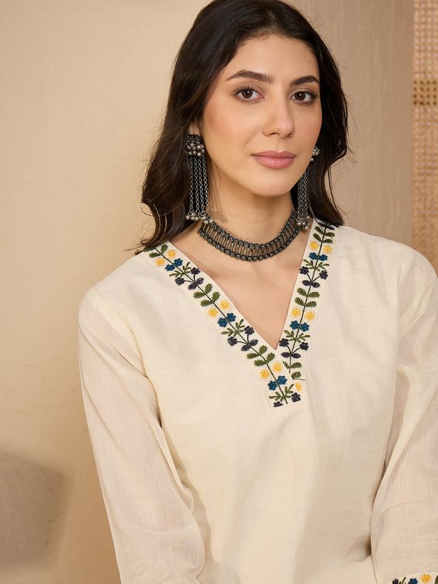 Beige Color Khadi Silk Fabric Designer Embroidered Co-ord Set 4150