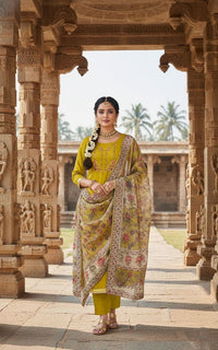 Yellow Color Beautiful Ethnic Partywear Embroidered Suit