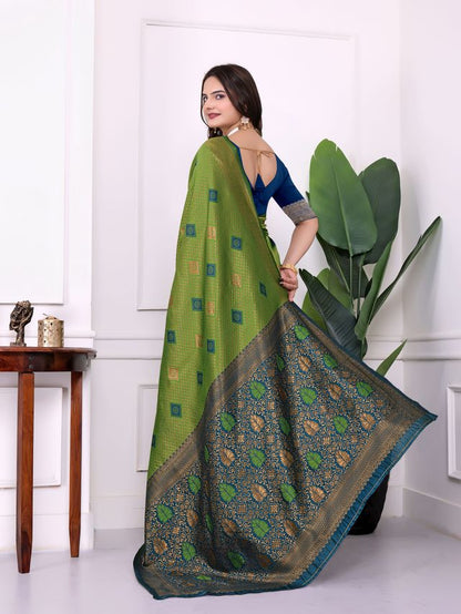 Mahendi Color Festive Special Traditional Art Silk Woven Designer Saree