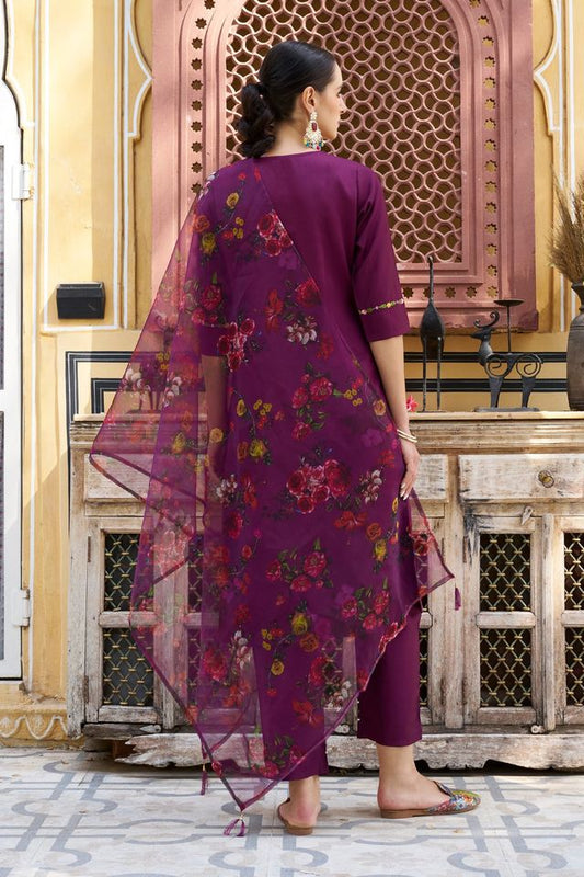 Purple Color Viscose Rayon Fabric Smart Embroidered Girlie Trendy Salwar Suit