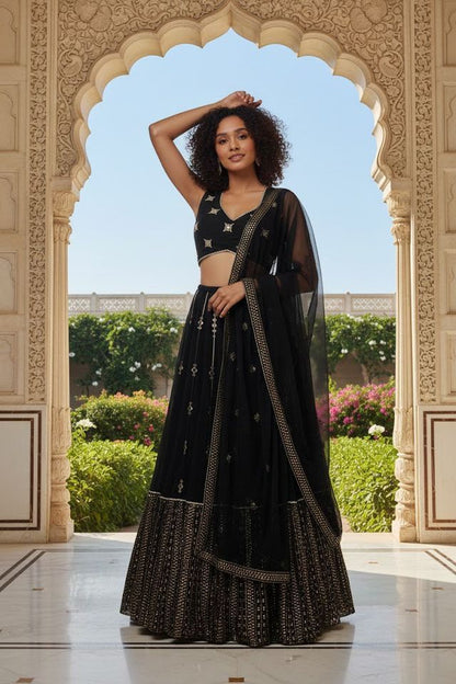 Festive  Designer Lehenga Choli Set for Women HKV-003630 BLACK